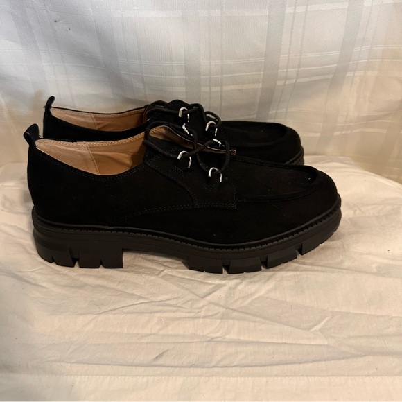 Sun + Stone Black Lace Loafer Flats - Picture 2 of 11